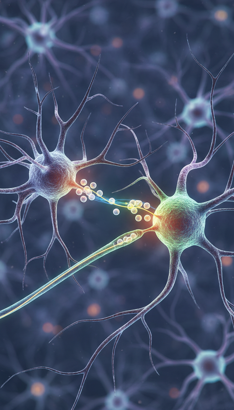 an image of two neurons linked at a synapse